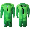 Maglia da Calcio Portiere a Maniche Lunghe Inghilterra PICKFORD 1 Mondiali 2022 Verde per Bambino